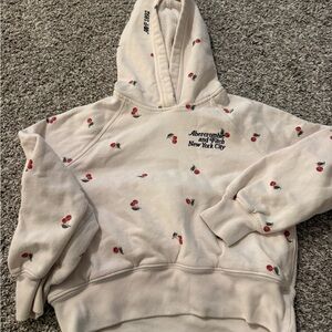 Abercrombie & Fitch Off-White Hoodie with Red Cherry Accents
